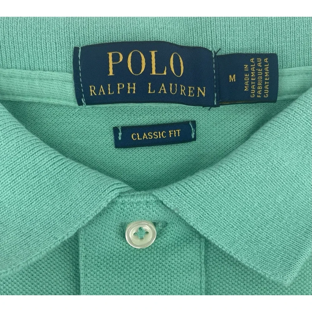Polo Ralph Lauren Polo Shirt Men Medium Green Classic Fit Golf Old Money Coastal